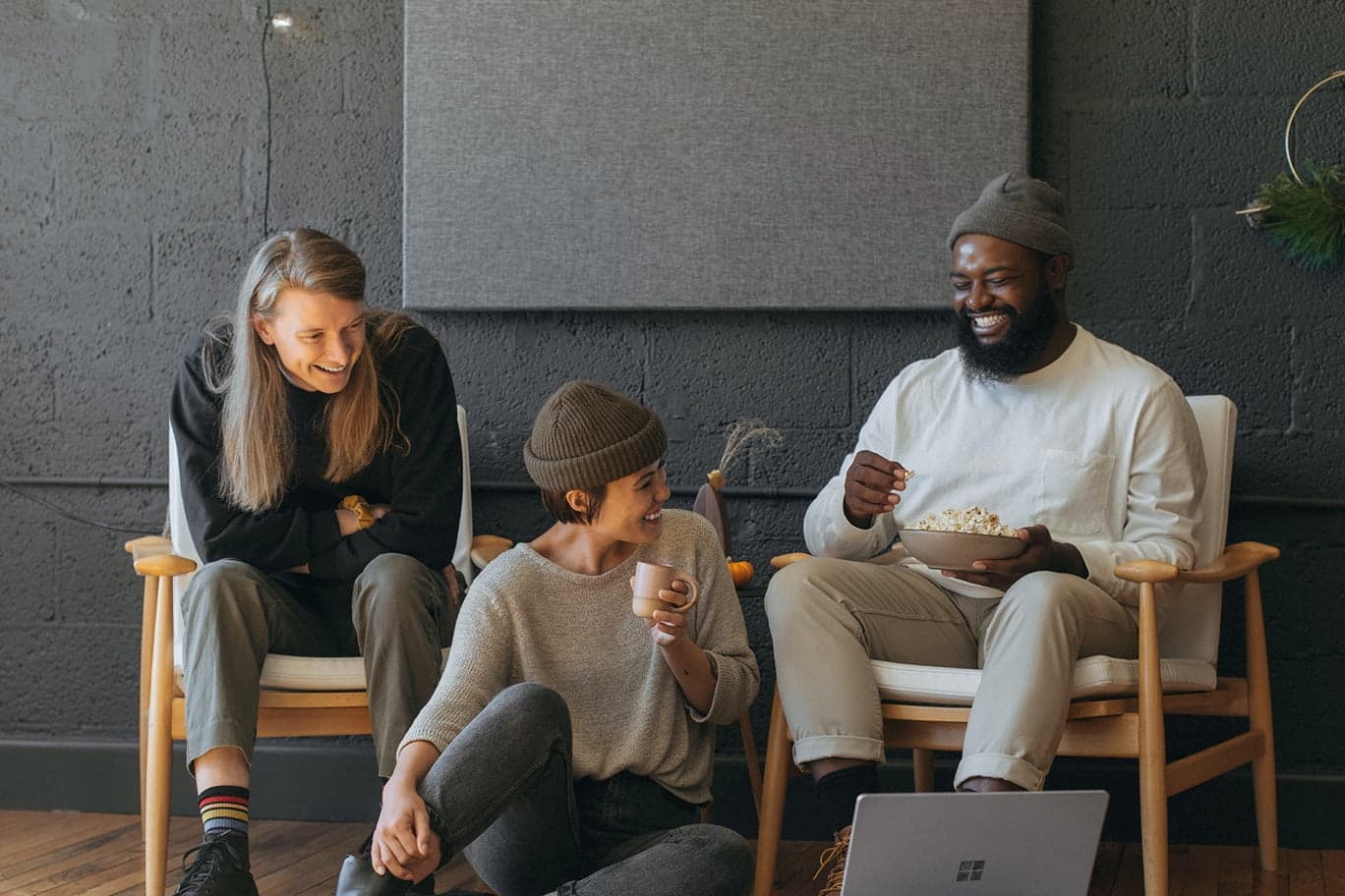 Three people eating